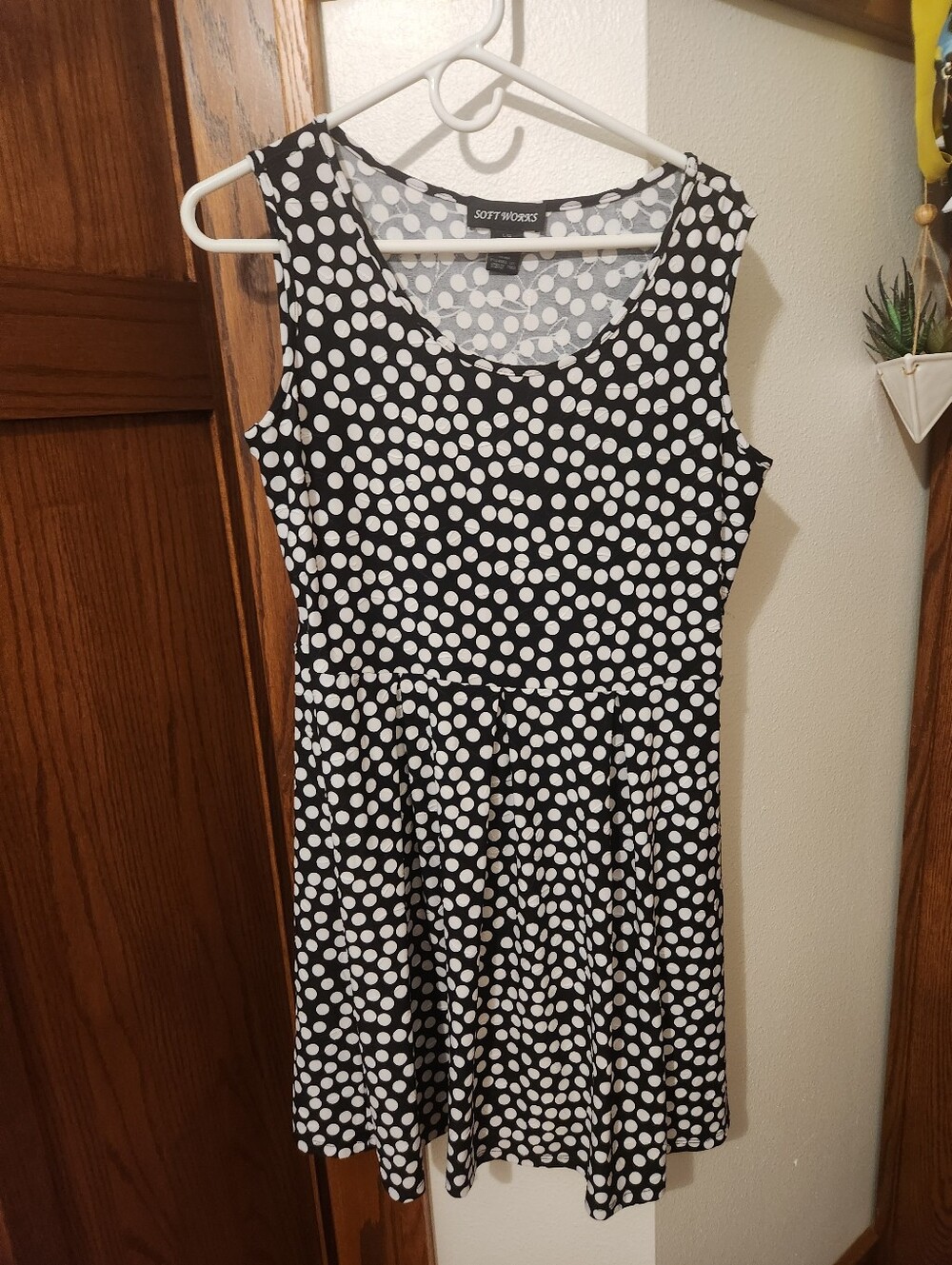 Soft Surroundings Black and White Polka Dot Sleeveless Mini Dress